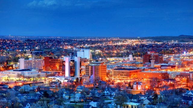 Downtown Rapid City, South Dakota at night